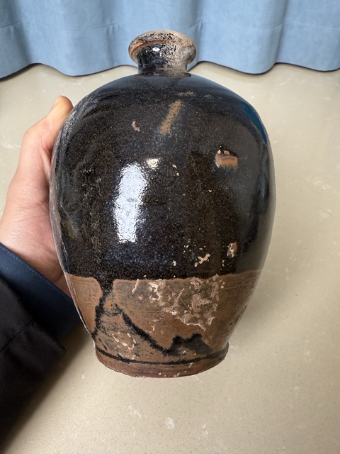 古玩陶瓷磁州窯雙色釉梅瓶真品鑒賞圖