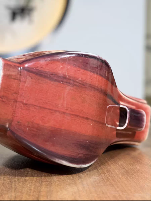 古玩陶瓷紅釉杏圓貫耳瓶真品鑒賞圖