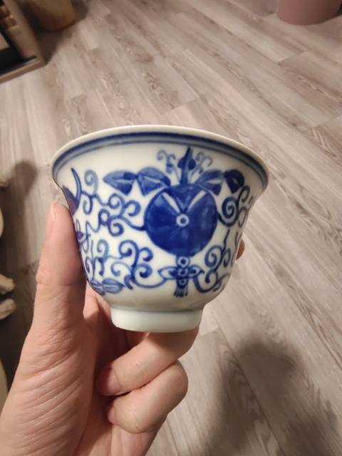 古玩陶瓷青花福壽紋杯真品鑒賞圖