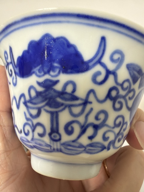 古玩陶瓷青花福壽紋杯真品鑒賞圖