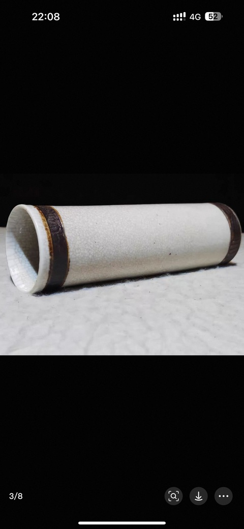 古玩陶瓷晚清哥釉鐵骨泥香筒真品鑒賞圖