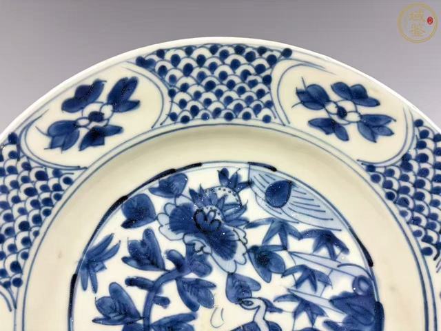 古玩陶瓷明晚期鳳穿牡丹大盤真品鑒賞圖