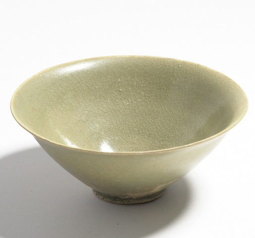 古玩陶瓷耀州窯青釉斗笠盞真品鑒賞圖