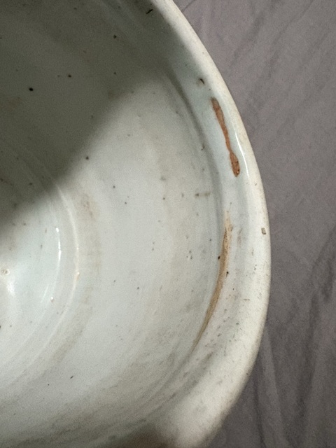 古玩陶瓷青釉刻花牡丹紋筒式香爐真品鑒賞圖