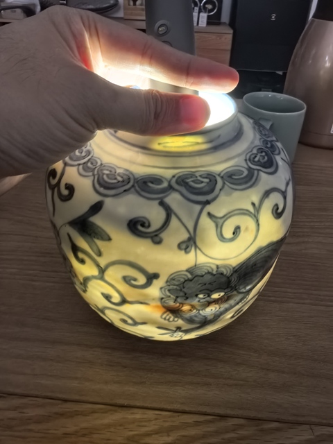 古玩陶瓷明晚期花間獅子紋青花罐拍賣，當前價格6980元