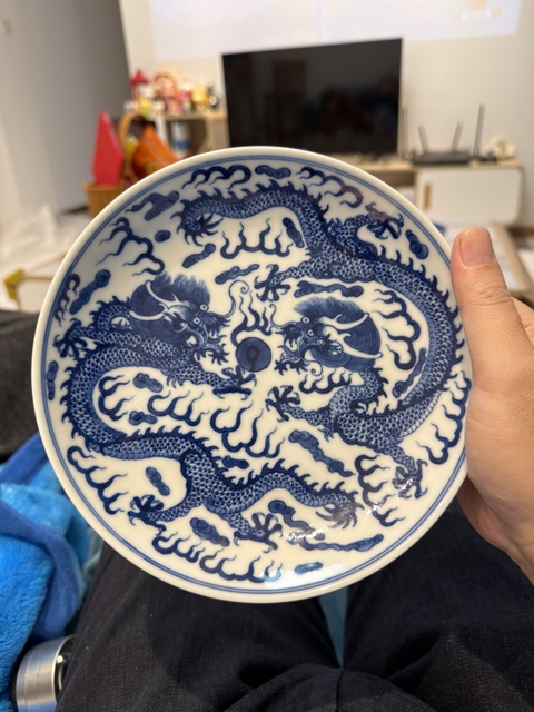 古玩陶瓷晚清龍紋盤真品鑒賞圖