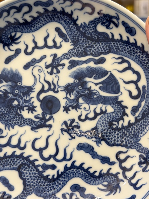 古玩陶瓷晚清龍紋盤真品鑒賞圖
