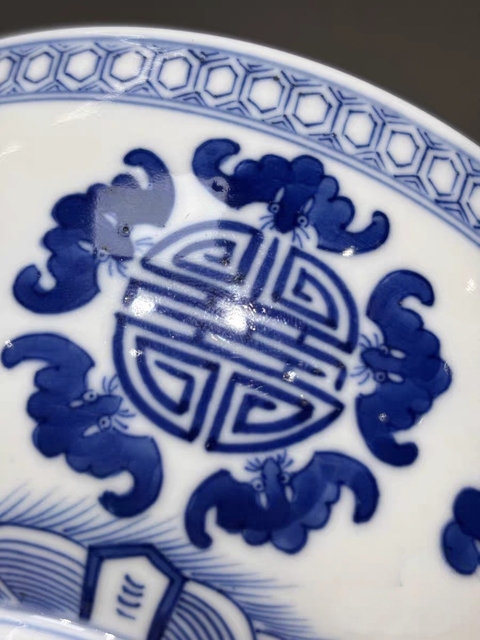 古玩陶瓷清光緒 二級官青花福壽龍紋碗真品鑒賞圖