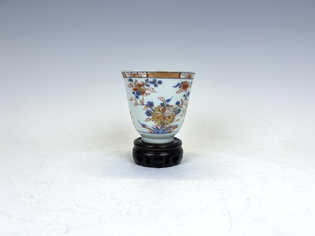 古玩陶瓷清康熙·青花礬紅描金鈴鐺杯拍賣，當前價格128元