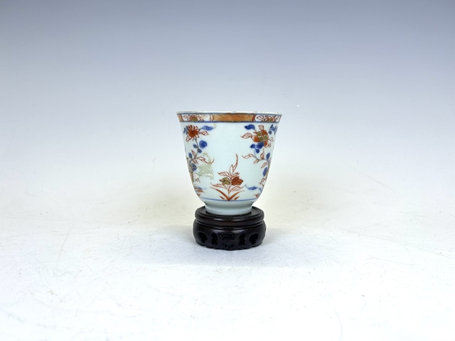 古玩陶瓷清康熙·青花礬紅描金鈴鐺杯拍賣，當前價格128元