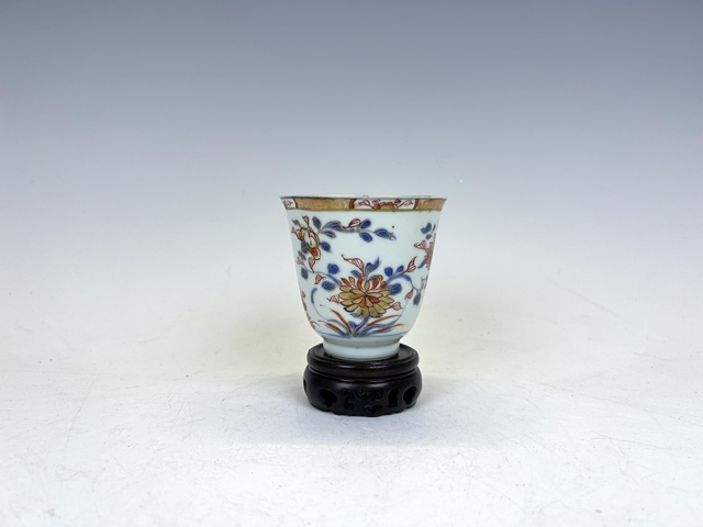 古玩陶瓷清康熙·青花礬紅描金鈴鐺杯拍賣，當前價格128元