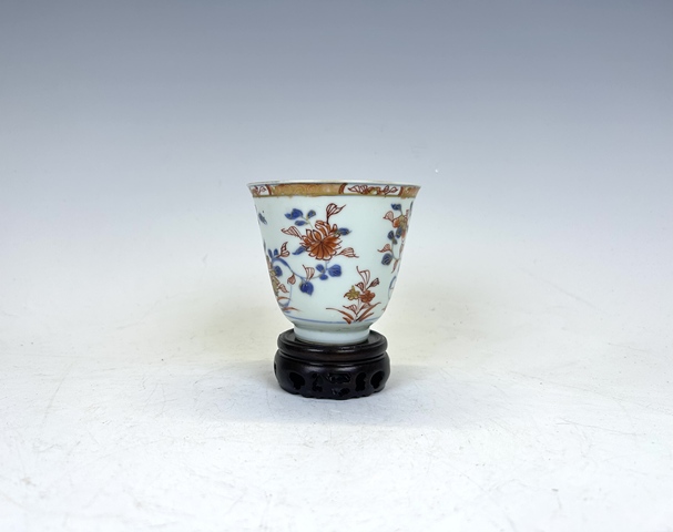 古玩陶瓷清康熙·青花礬紅描金鈴鐺杯拍賣，當前價格128元