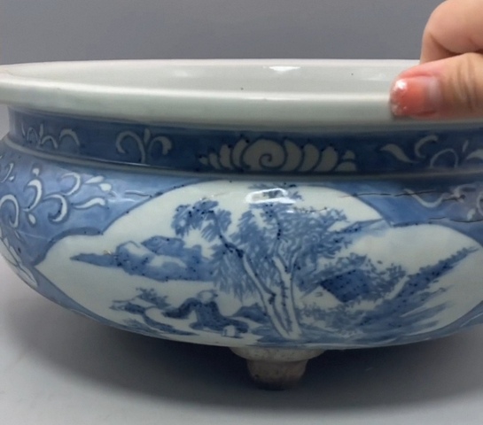 古玩陶瓷德化窯青花香爐拍賣，當前價格8600元