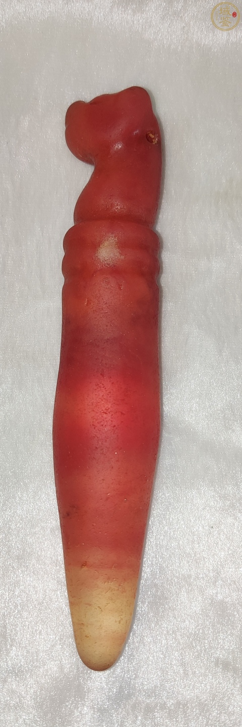 古玩玉器“染色玻璃”仿古錐形器真品鑒賞圖