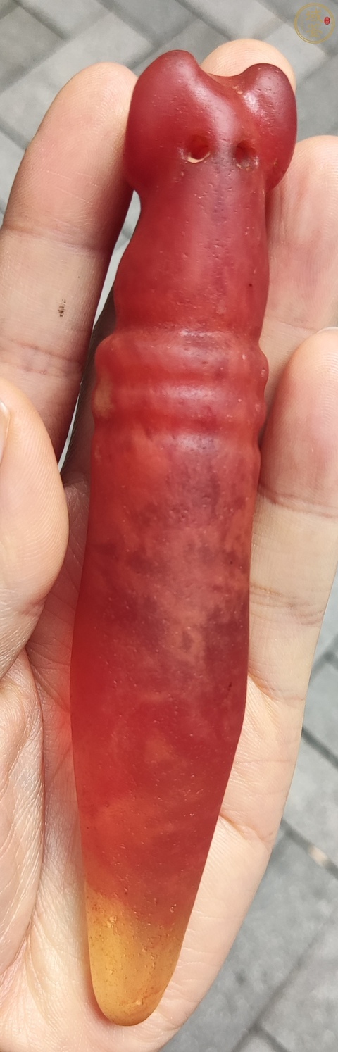 古玩玉器“染色玻璃”仿古錐形器真品鑒賞圖