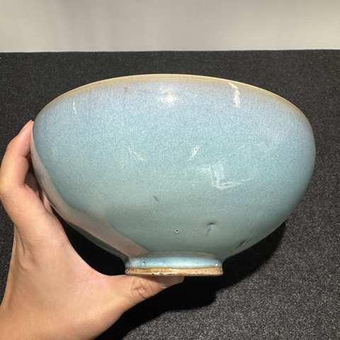 古玩陶瓷鈞窯天藍釉大碗真品鑒賞圖