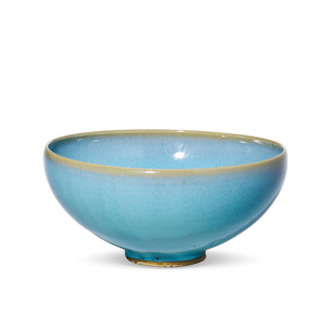 古玩陶瓷鈞窯天藍釉大碗真品鑒賞圖