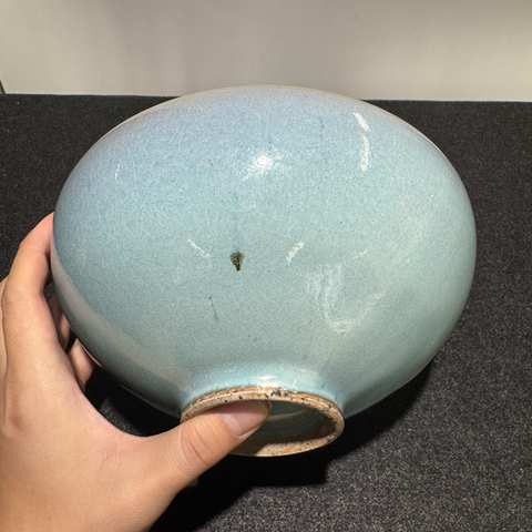 古玩陶瓷鈞窯天藍釉大碗真品鑒賞圖