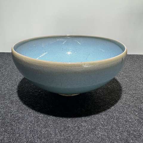 古玩陶瓷鈞窯天藍釉大碗真品鑒賞圖