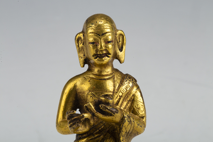 古玩銅器清中·銅鎏金伽葉立像真品鑒賞圖