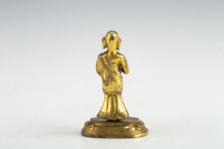 古玩銅器清中·銅鎏金伽葉立像真品鑒賞圖