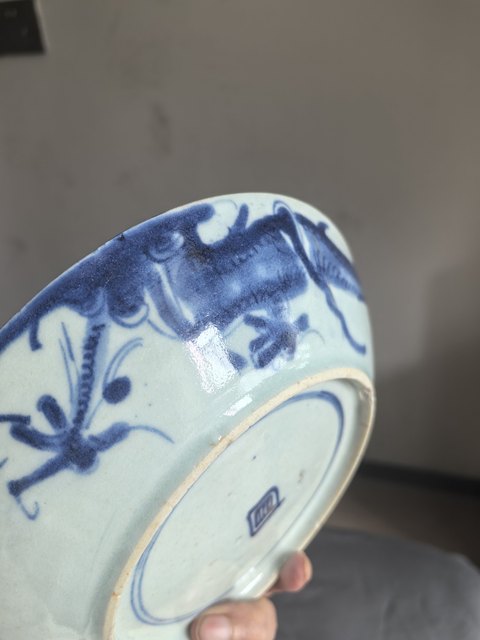 古玩陶瓷雍正青花過墻龍紋盤真品鑒賞圖