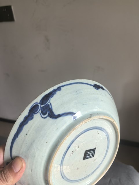 古玩陶瓷雍正青花過墻龍紋盤真品鑒賞圖