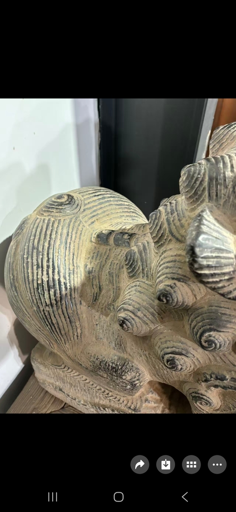 古玩雜項青石獅真品鑒賞圖