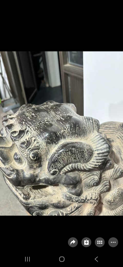 古玩雜項青石獅真品鑒賞圖