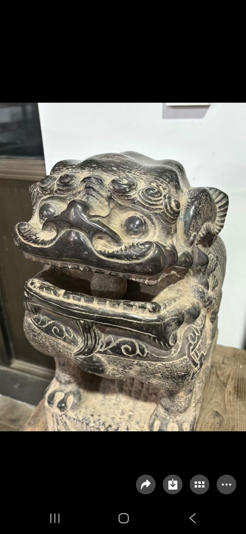 古玩雜項青石獅真品鑒賞圖