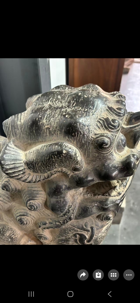 古玩雜項青石獅真品鑒賞圖