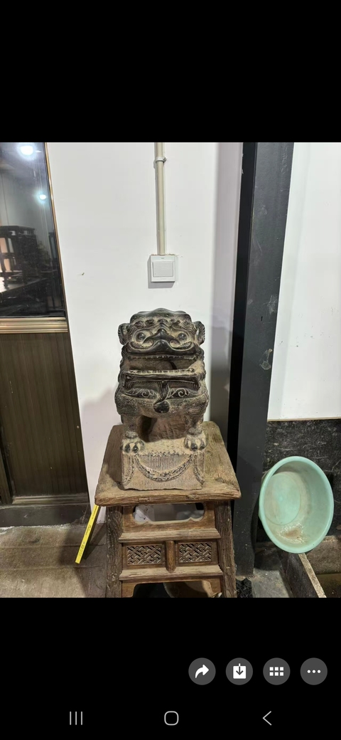 古玩雜項青石獅真品鑒賞圖