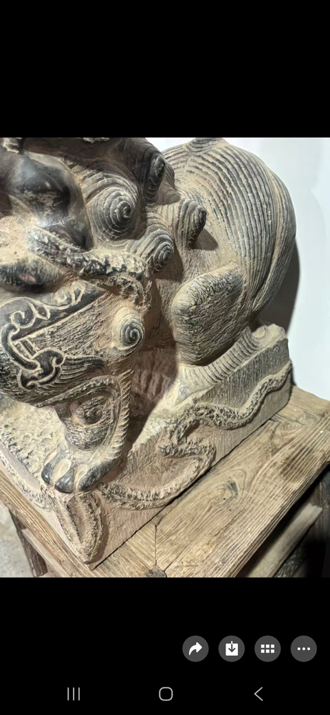 古玩雜項青石獅真品鑒賞圖