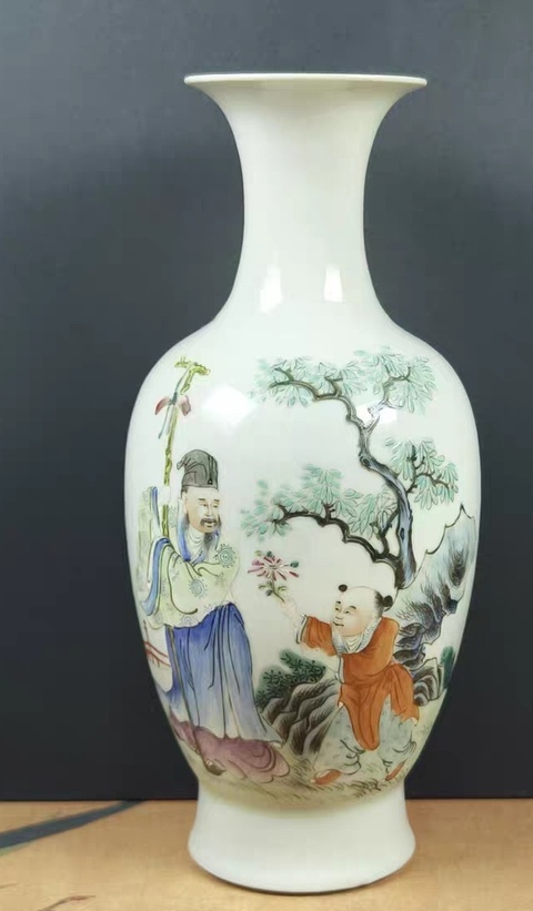 古玩陶瓷粉彩四愛圖撇口瓶真品鑒賞圖