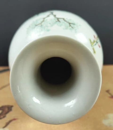 古玩陶瓷粉彩四愛圖撇口瓶真品鑒賞圖