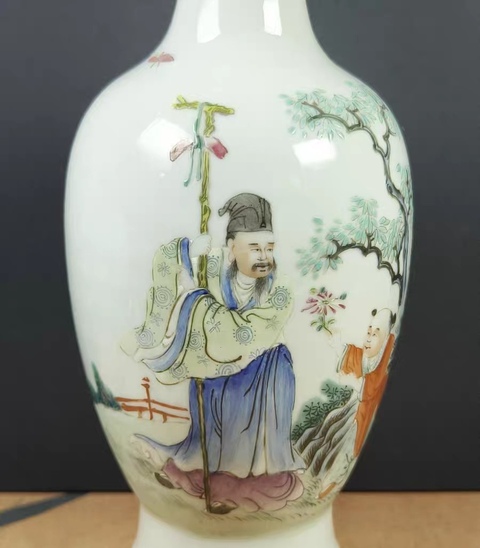 古玩陶瓷粉彩四愛圖撇口瓶真品鑒賞圖