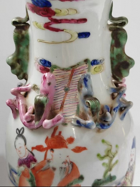 古玩陶瓷清晚期粉彩群仙祝壽花瓶真品鑒賞圖