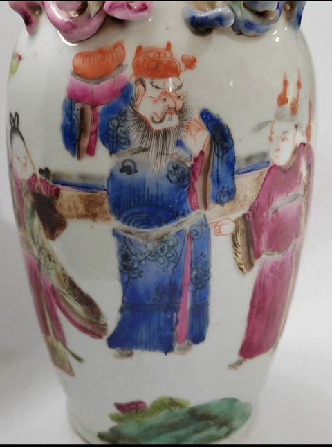 古玩陶瓷清晚期粉彩群仙祝壽花瓶真品鑒賞圖