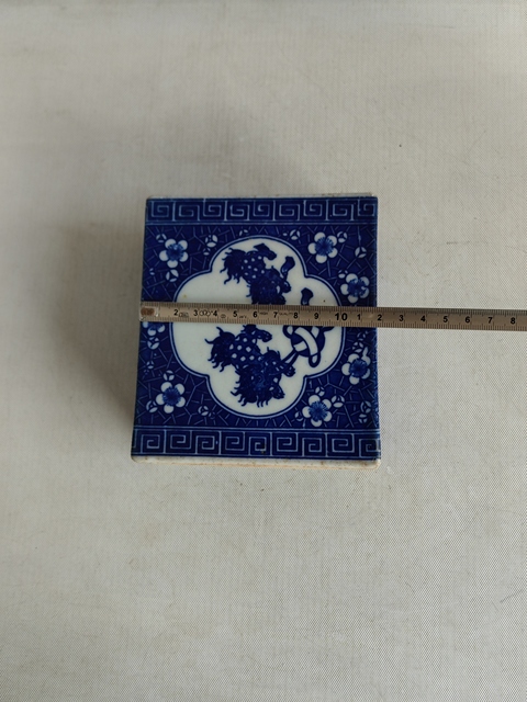 古玩陶瓷獅紋青花書擋真品鑒賞圖