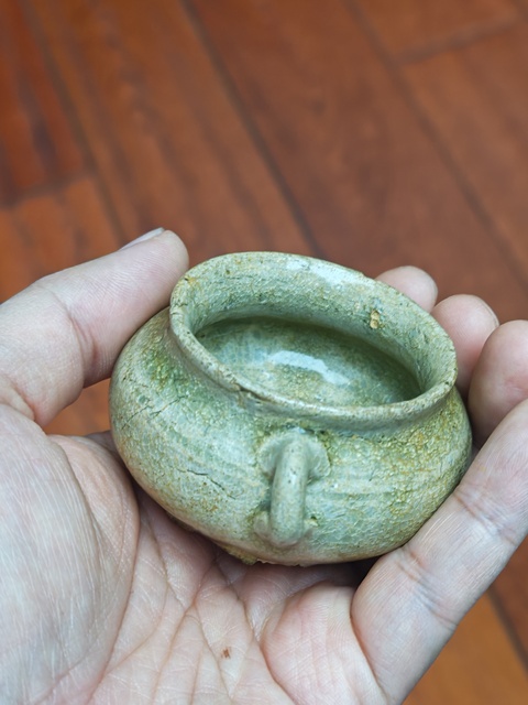 古玩陶瓷青瓷雙系水盂真品鑒賞圖