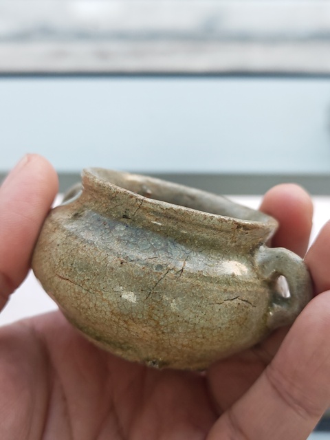 古玩陶瓷青瓷雙系水盂真品鑒賞圖