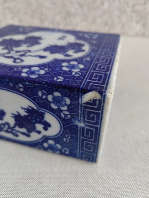 古玩陶瓷獅紋青花書擋拍賣，當(dāng)前價(jià)格399元