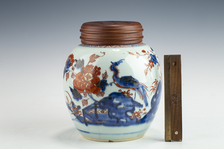 古玩陶瓷清康熙·青花礬紅描金鳳凰牡丹紋罐拍賣，當前價格0元
