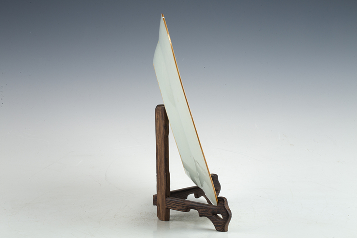 古玩陶瓷清乾隆·青花粉彩賞鶴圖折沿盤真品鑒賞圖