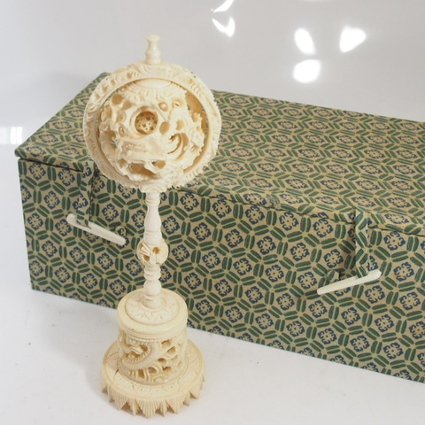 古玩雜項牙雕套球真品鑒賞圖