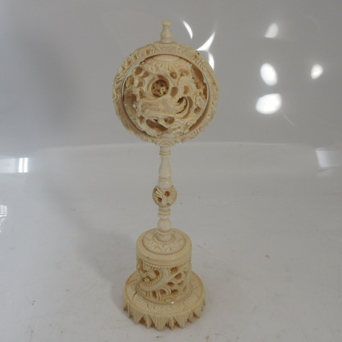古玩雜項牙雕套球真品鑒賞圖