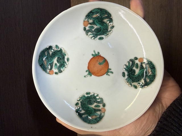 古玩陶瓷同治綠龍紋盤真品鑒賞圖