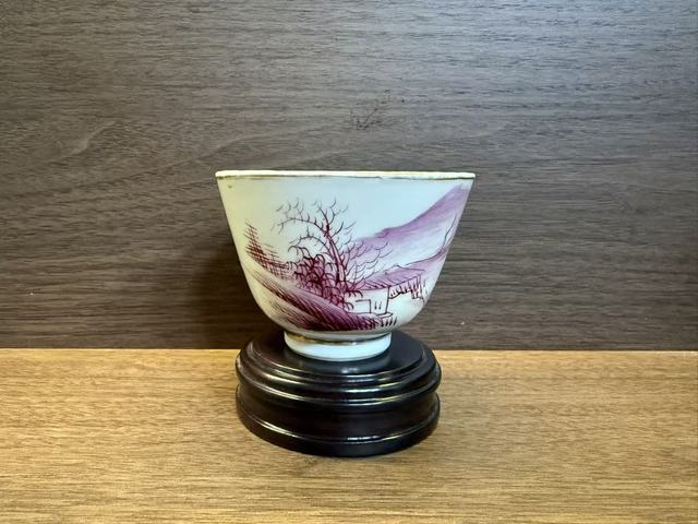 古玩陶瓷民國胭脂紅彩杯真品鑒賞圖