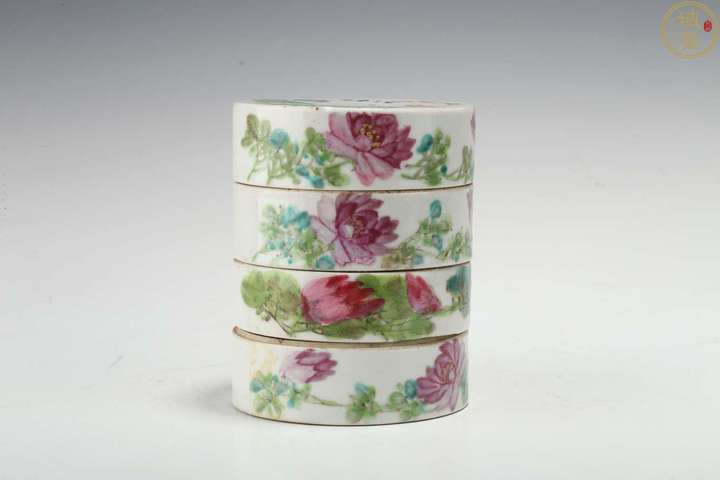 古玩陶瓷清晚·淺降彩花鳥紋節盒拍賣，當前價格1188元