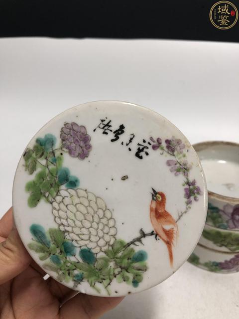 古玩陶瓷清晚·淺降彩花鳥紋節盒拍賣，當前價格1188元